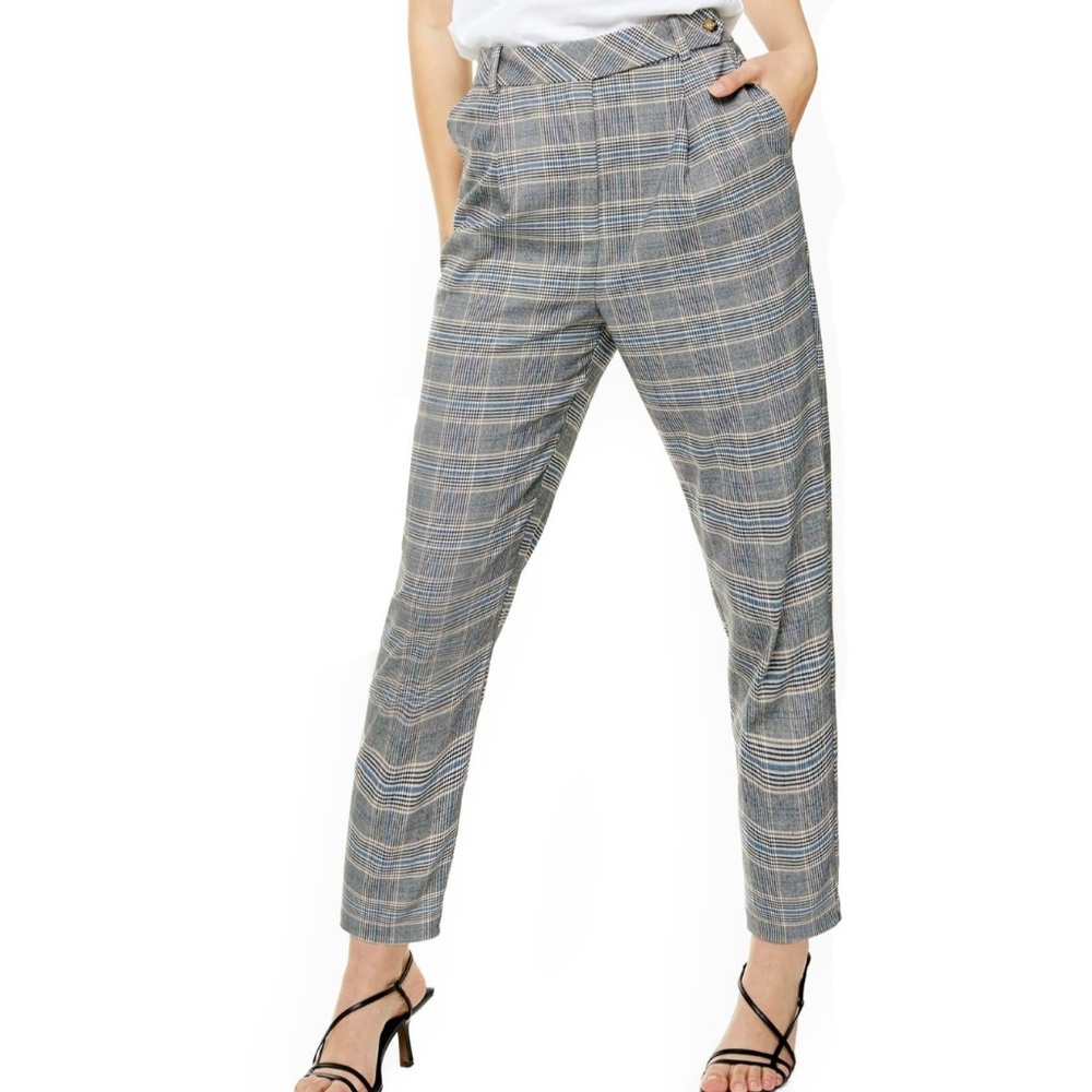 Topshop High waist tapered plaid trousers - Sz 6